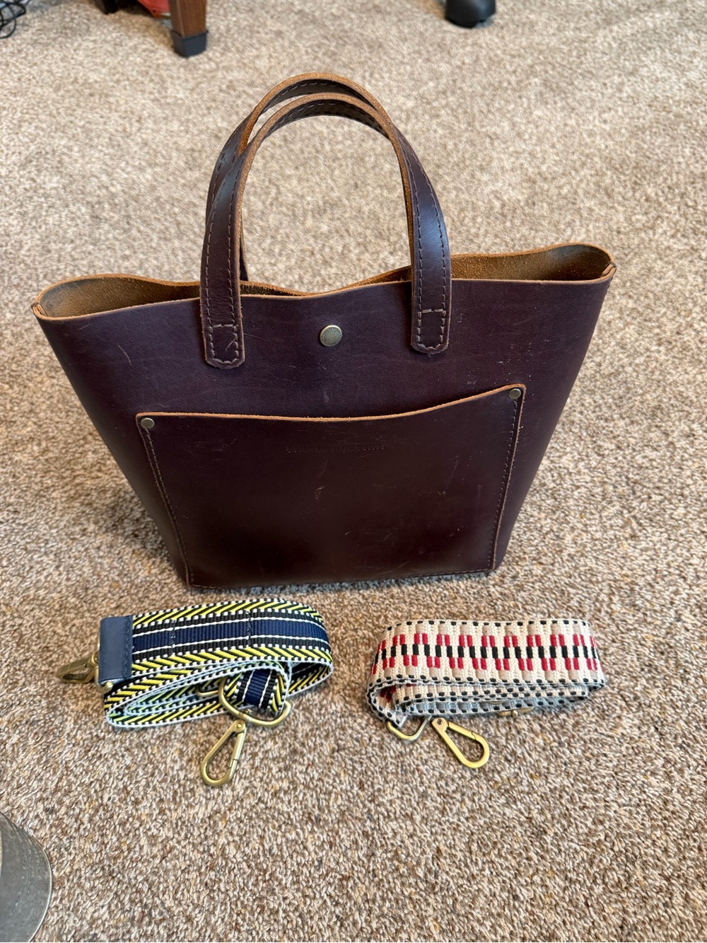 Portland Leather Goods Mini Crossbody Tote + 2 Decorative Straps
